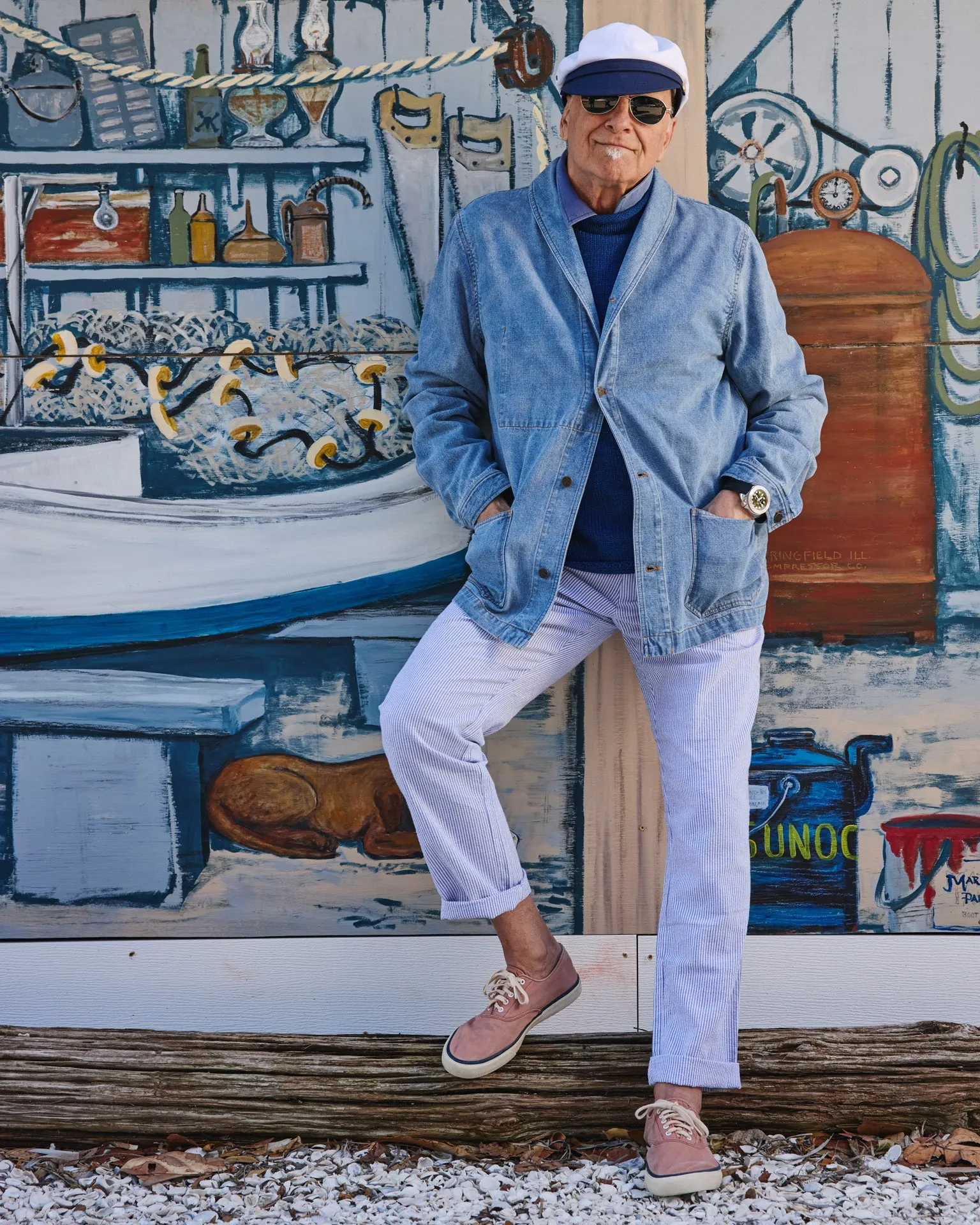 Brittany Work Jacket in Light Wash Denim sold by Quaker Marine Supply