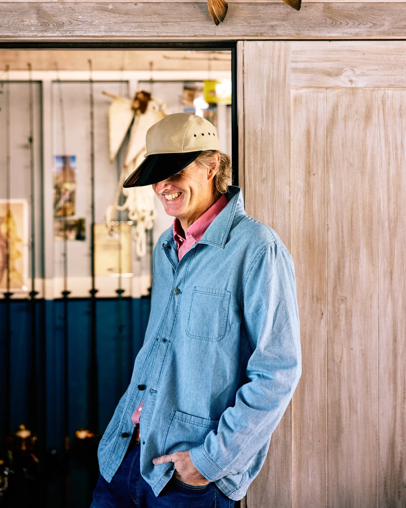 French Workman's Jacket in Blue Hickory Stripe Denim sold by Quaker Marine Supply