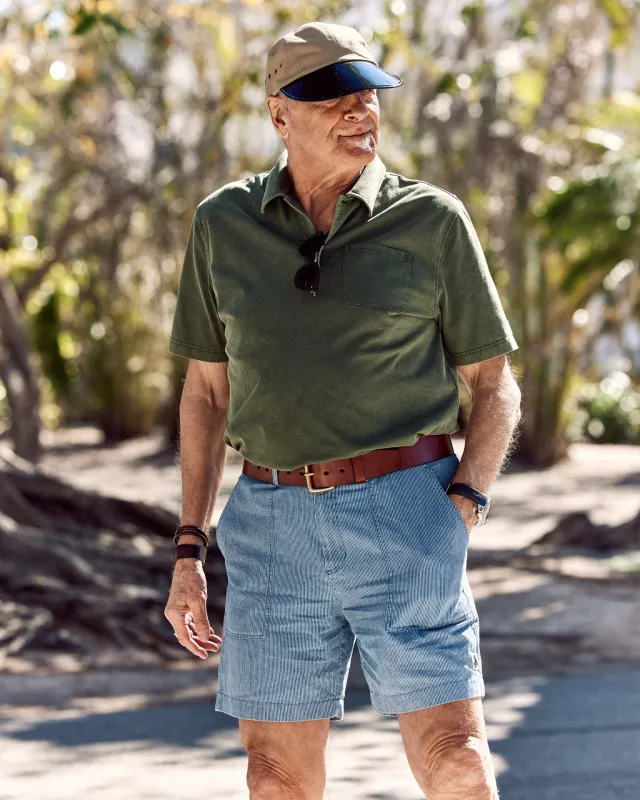 Salt Washed Polo in Moss sold by Quaker Marine Supply