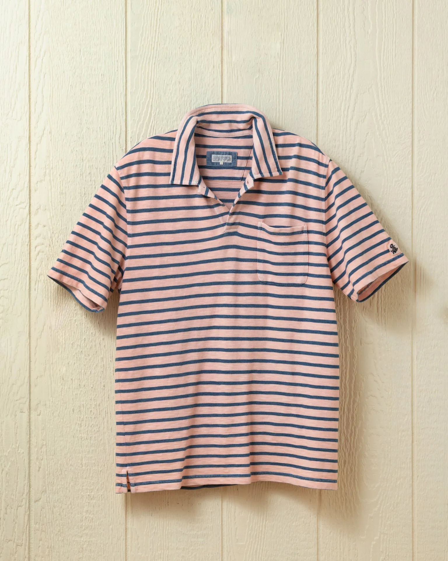 Indigo Overdyed Polo in Faded Red sold by Quaker Marine Supply