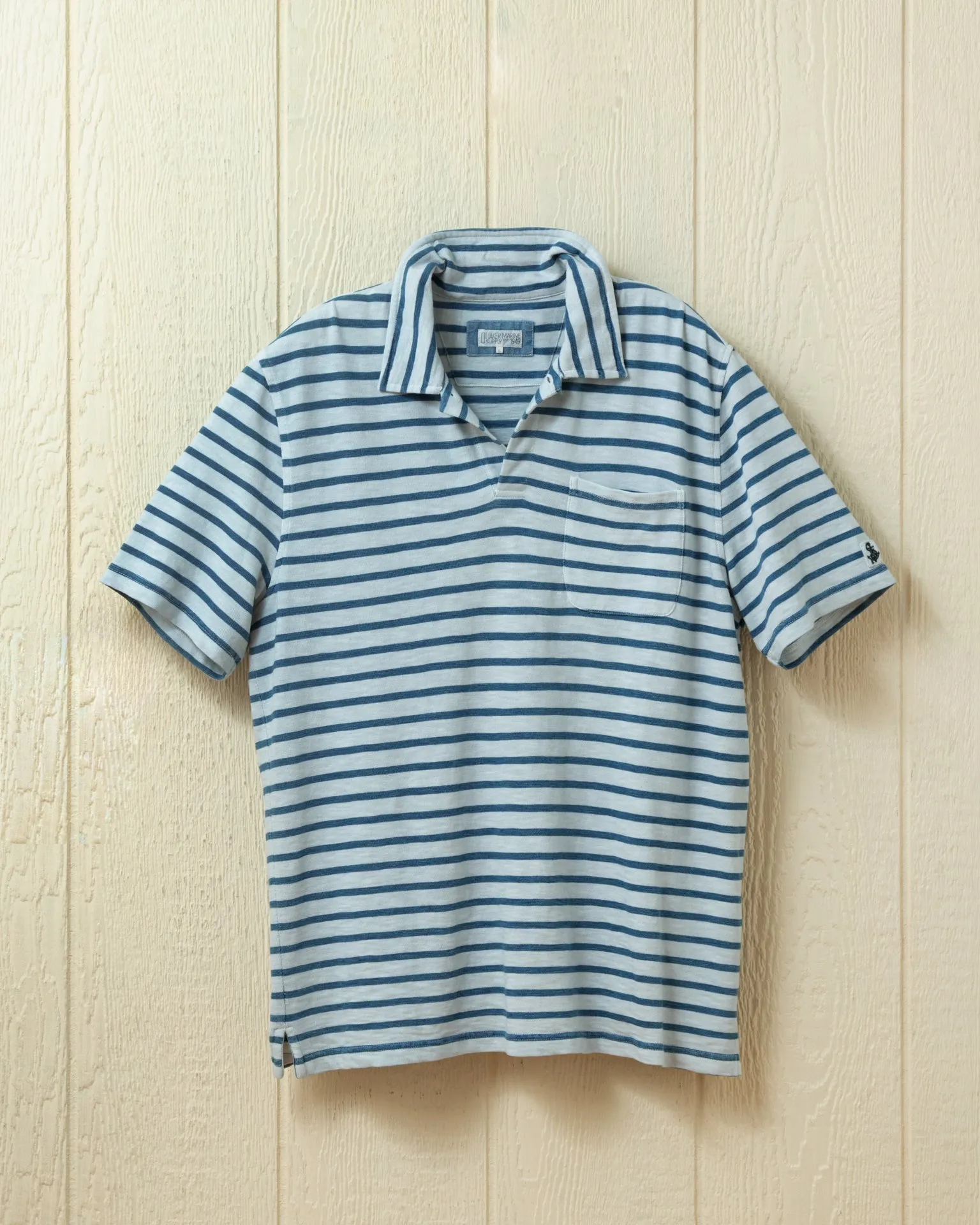 Indigo Overdyed Polo in Coastal Blue sold by Quaker Marine Supply product image thumbnail 2