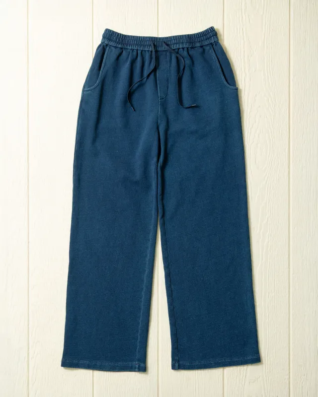 Women’s Wide Leg Monterey Pant in Dark Wash Indigo Loopback Terry sold by Quaker Marine Supply