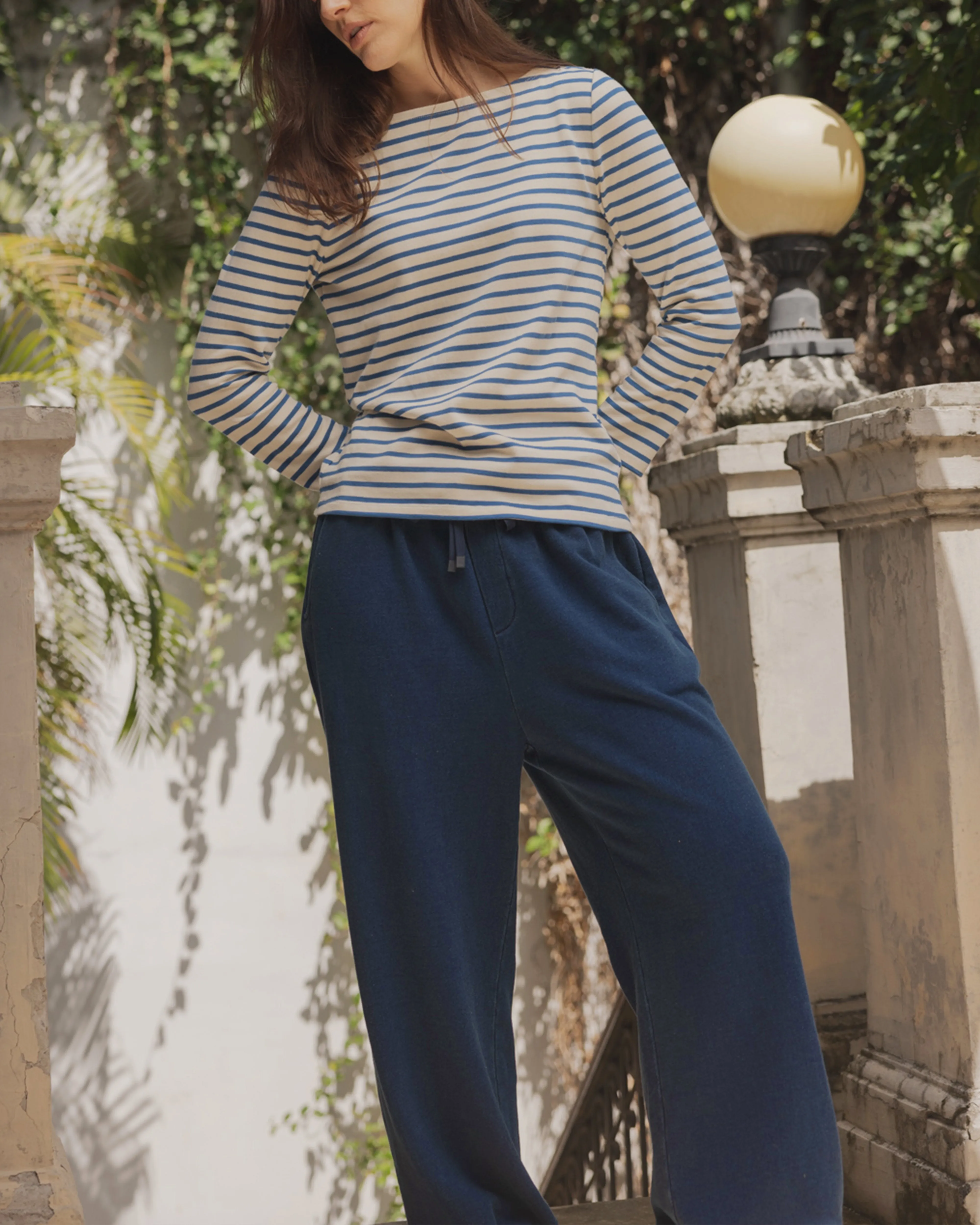 Women’s Wide Leg Monterey Pant in Dark Wash Indigo Loopback Terry sold by Quaker Marine Supply product image thumbnail 2