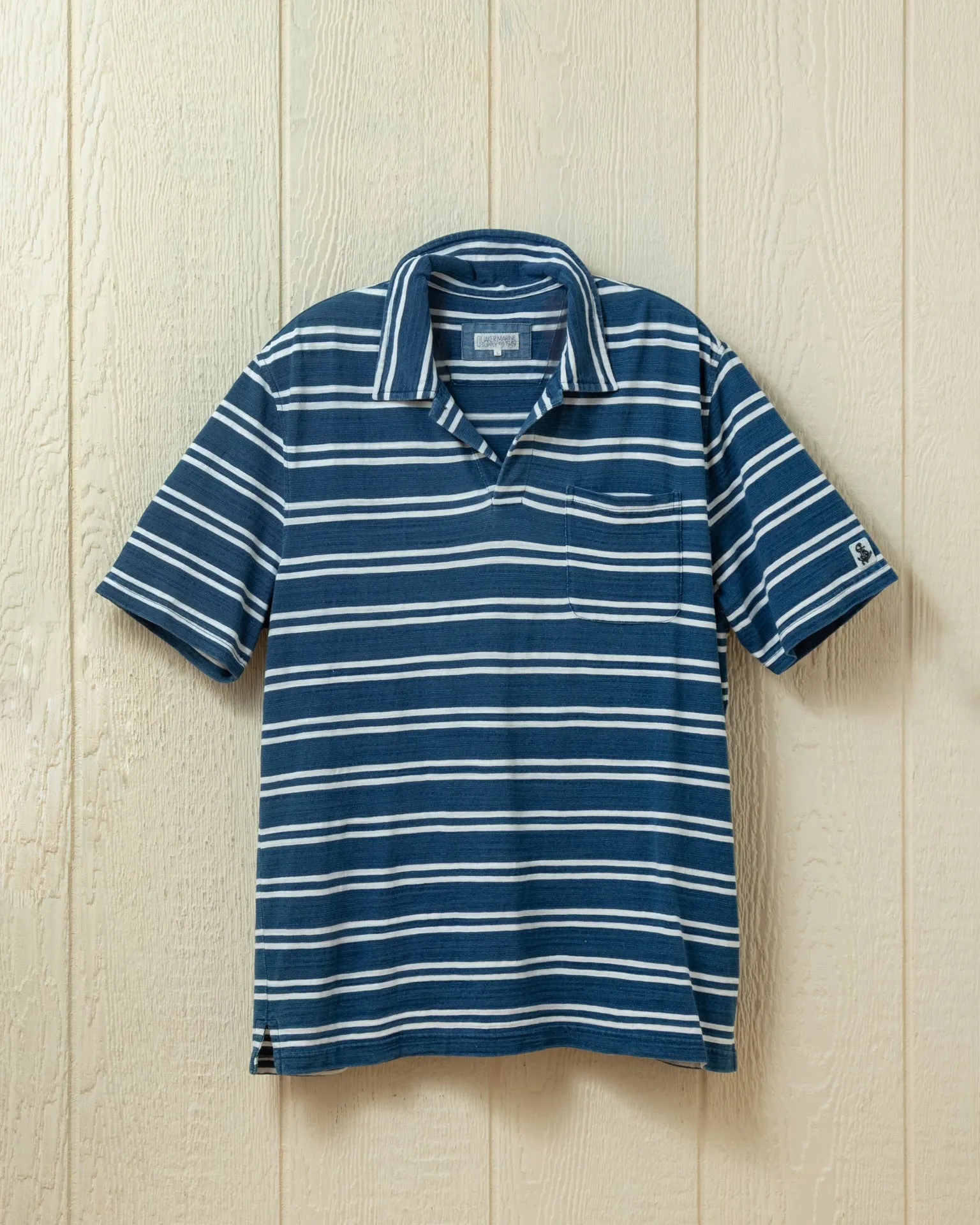 Indigo Polo in Indigo/White Double Stripe sold by Quaker Marine Supply product image thumbnail 2