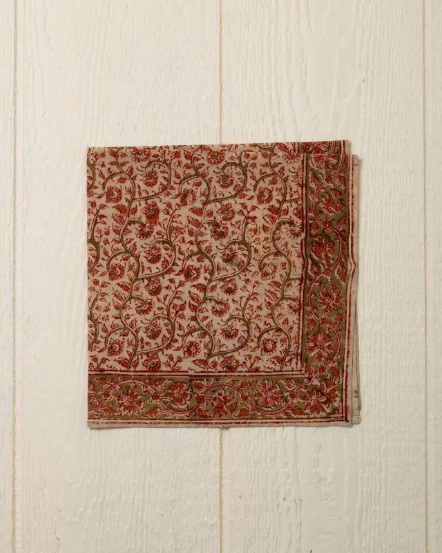Hand Blocked Bandana in Rosebush sold by Quaker Marine Supply
