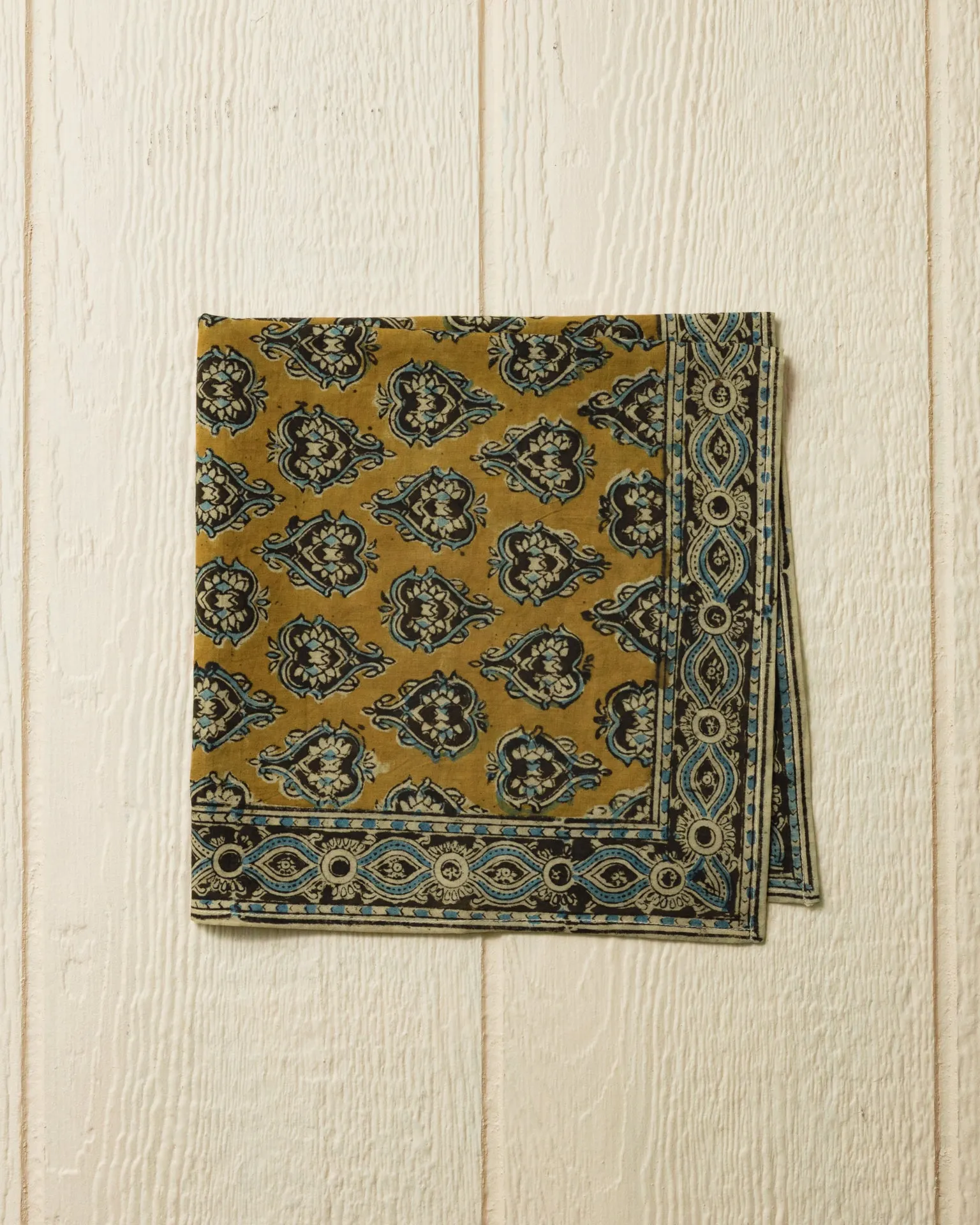 Hand Blocked Bandana in Maize sold by Quaker Marine Supply