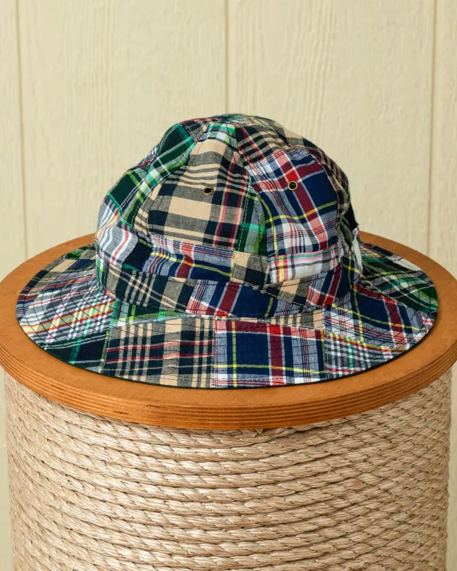 Standard Sailing Hat in Tartan Patchwork Madras sold by Quaker Marine Supply