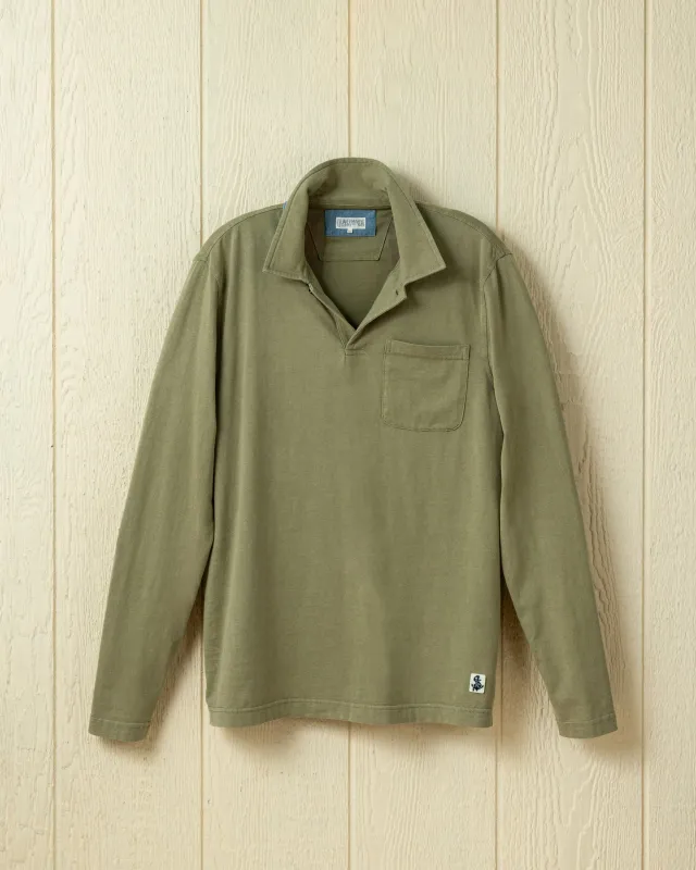 Long Sleeve Salt Washed Polo in Sage sold by Quaker Marine Supply