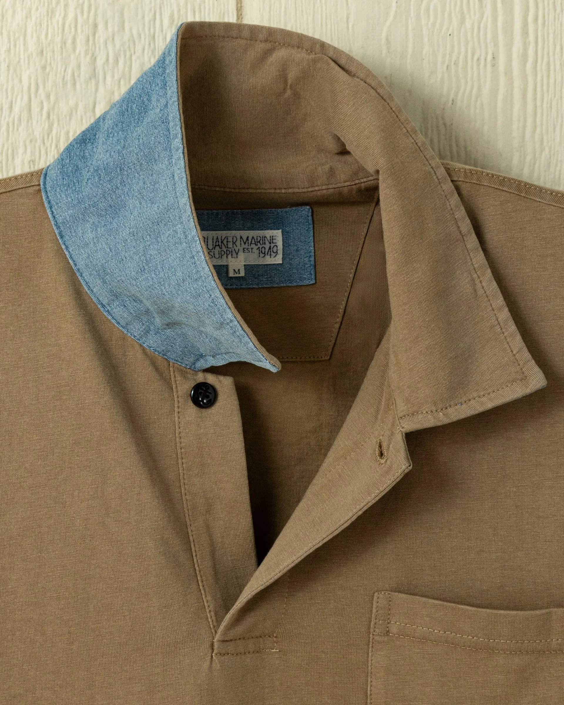 Long Sleeve Salt Washed Polo in Driftwood sold by Quaker Marine Supply product image thumbnail 4