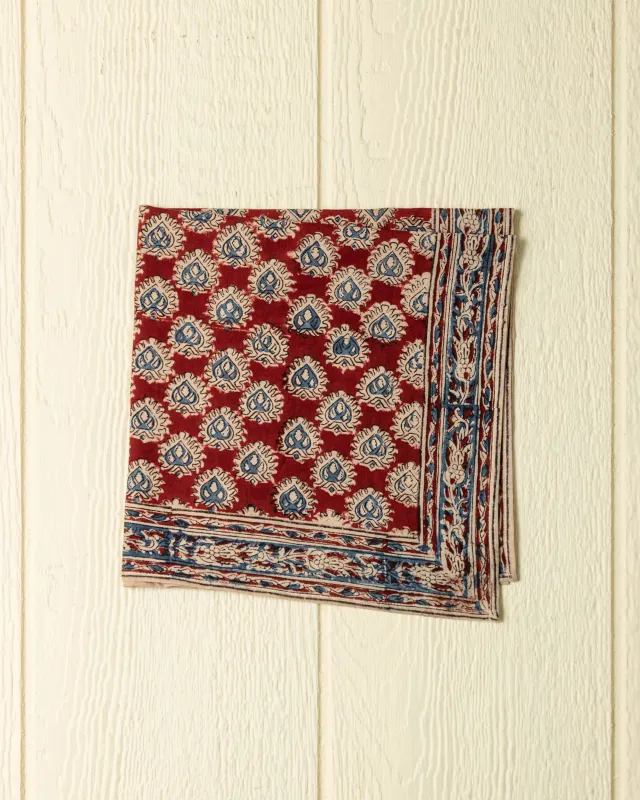 Hand Blocked Bandana in Pomegranate sold by Quaker Marine Supply