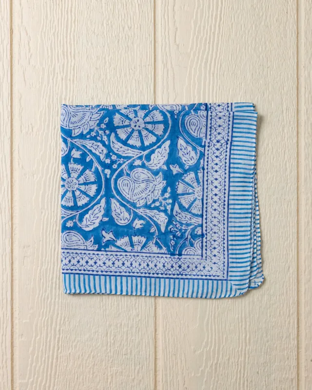 Hand Blocked Bandana in Atlantic sold by Quaker Marine Supply