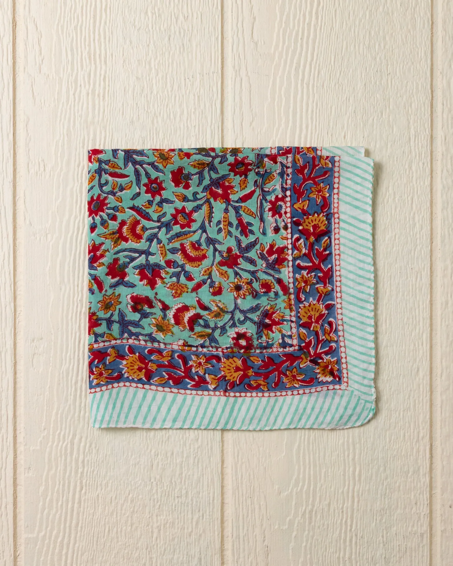 Hand Blocked Bandana in Seafoam sold by Quaker Marine Supply