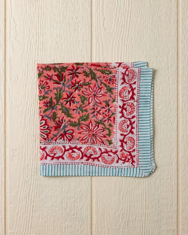 Hand Blocked Bandana in Coral sold by Quaker Marine Supply