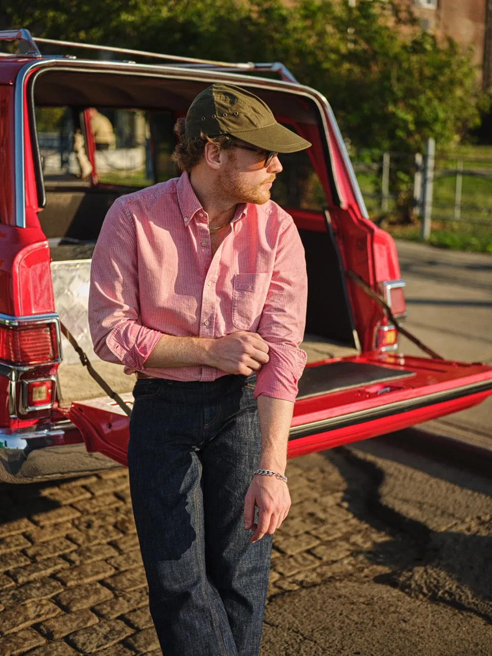 Garment Dyed Oxford Stripe Shirt in Faded Red sold by Quaker Marine Supply product image thumbnail 2