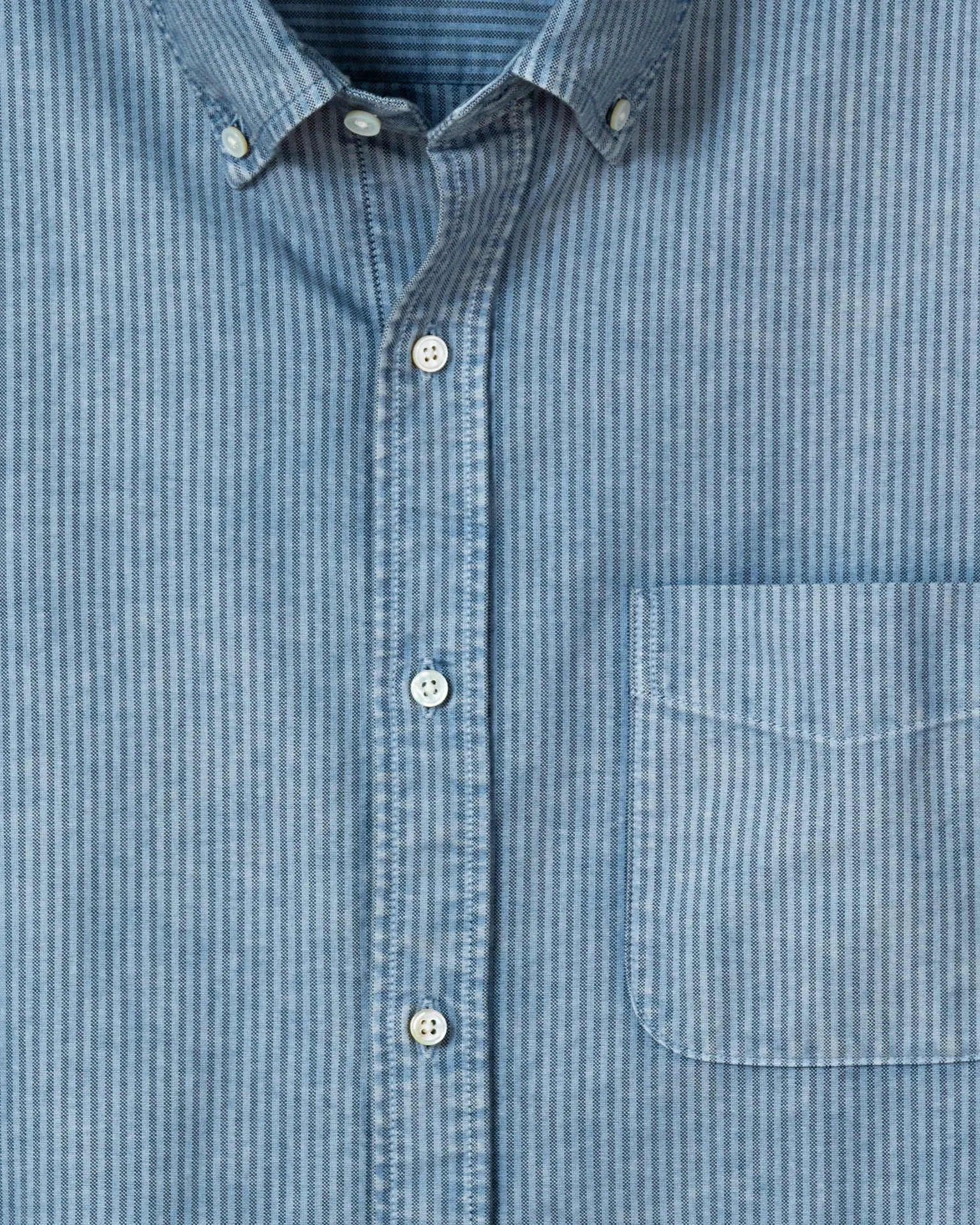 Garment Dyed Oxford Stripe Shirt in Chambray sold by Quaker Marine Supply product image thumbnail 2