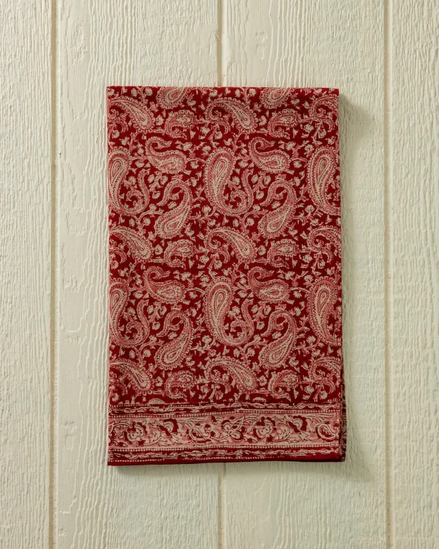 Hand Blocked Scarf in Crimson Paisley sold by Quaker Marine Supply