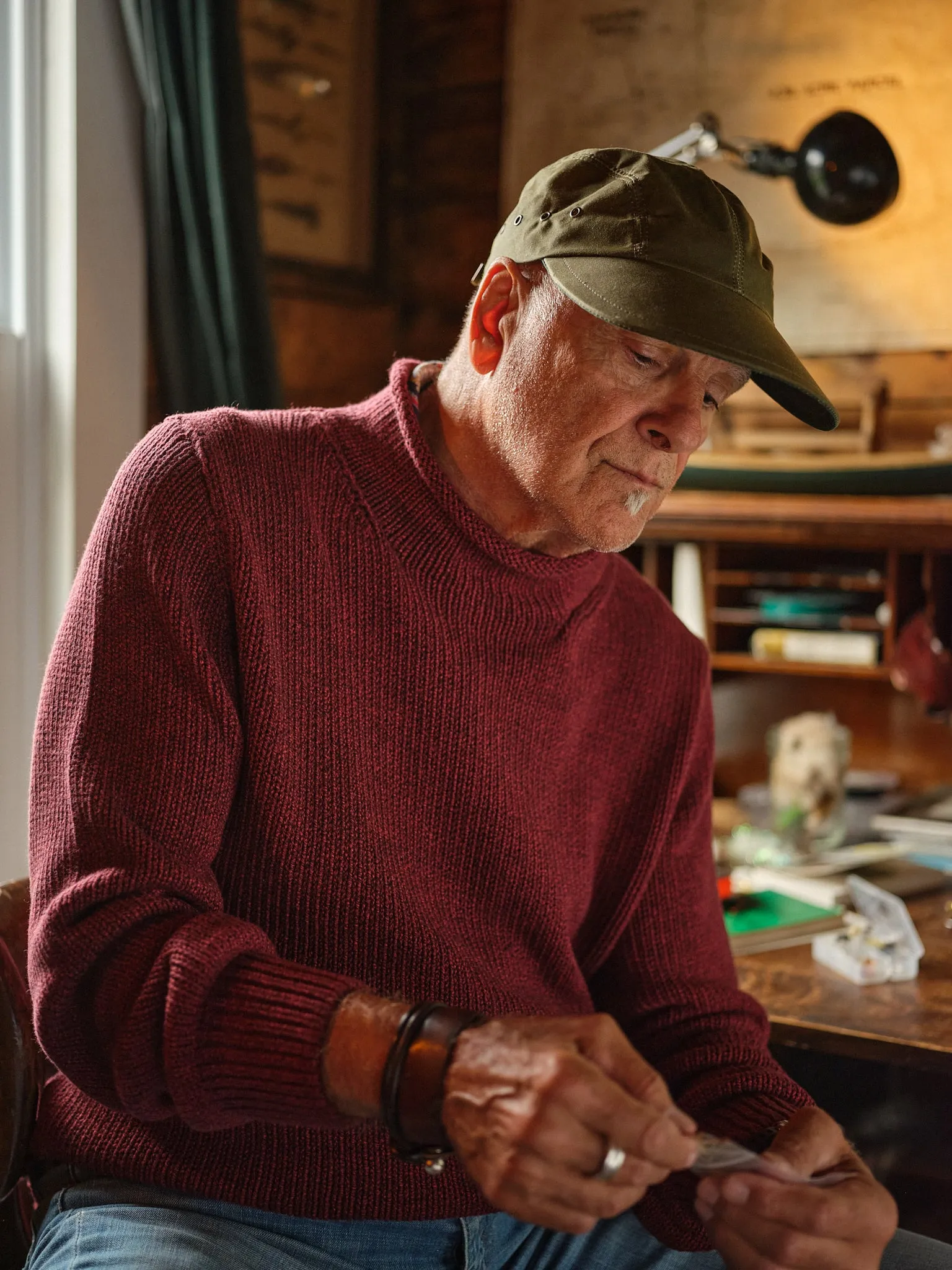 Fisherman's Sweater in Cranberry Mix sold by Quaker Marine Supply