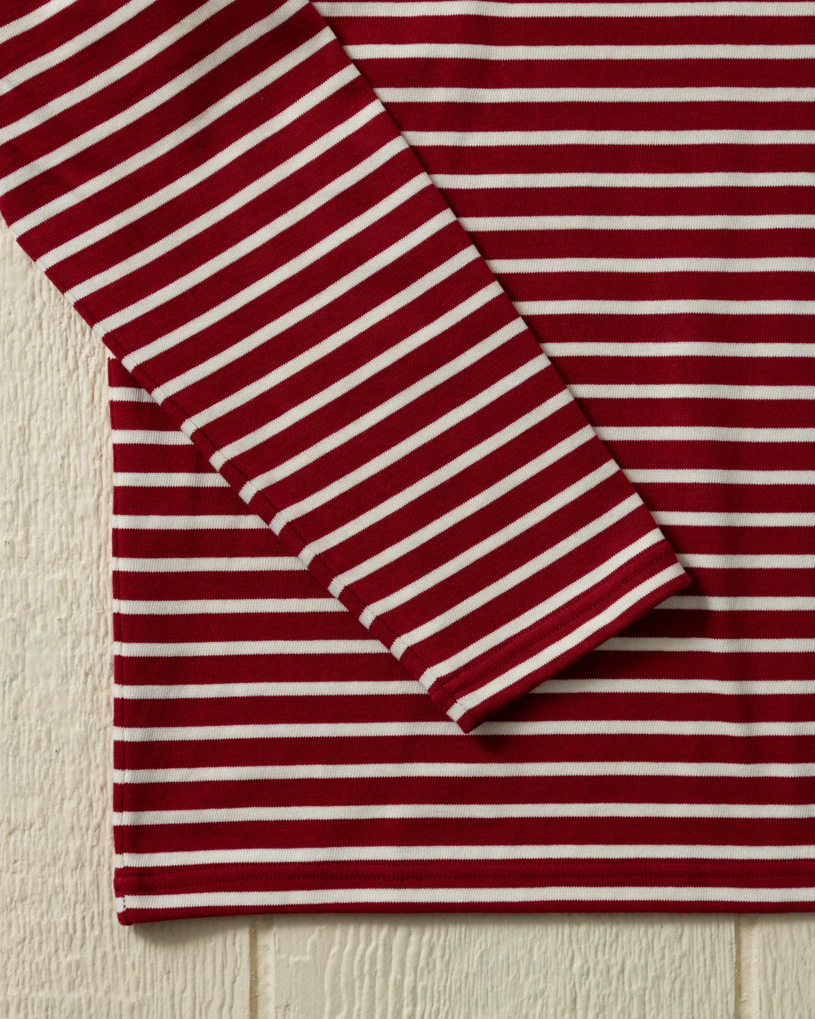 Men’s Breton Stripe Boatneck Tee in Red/Off White sold by Quaker Marine Supply product image thumbnail 2