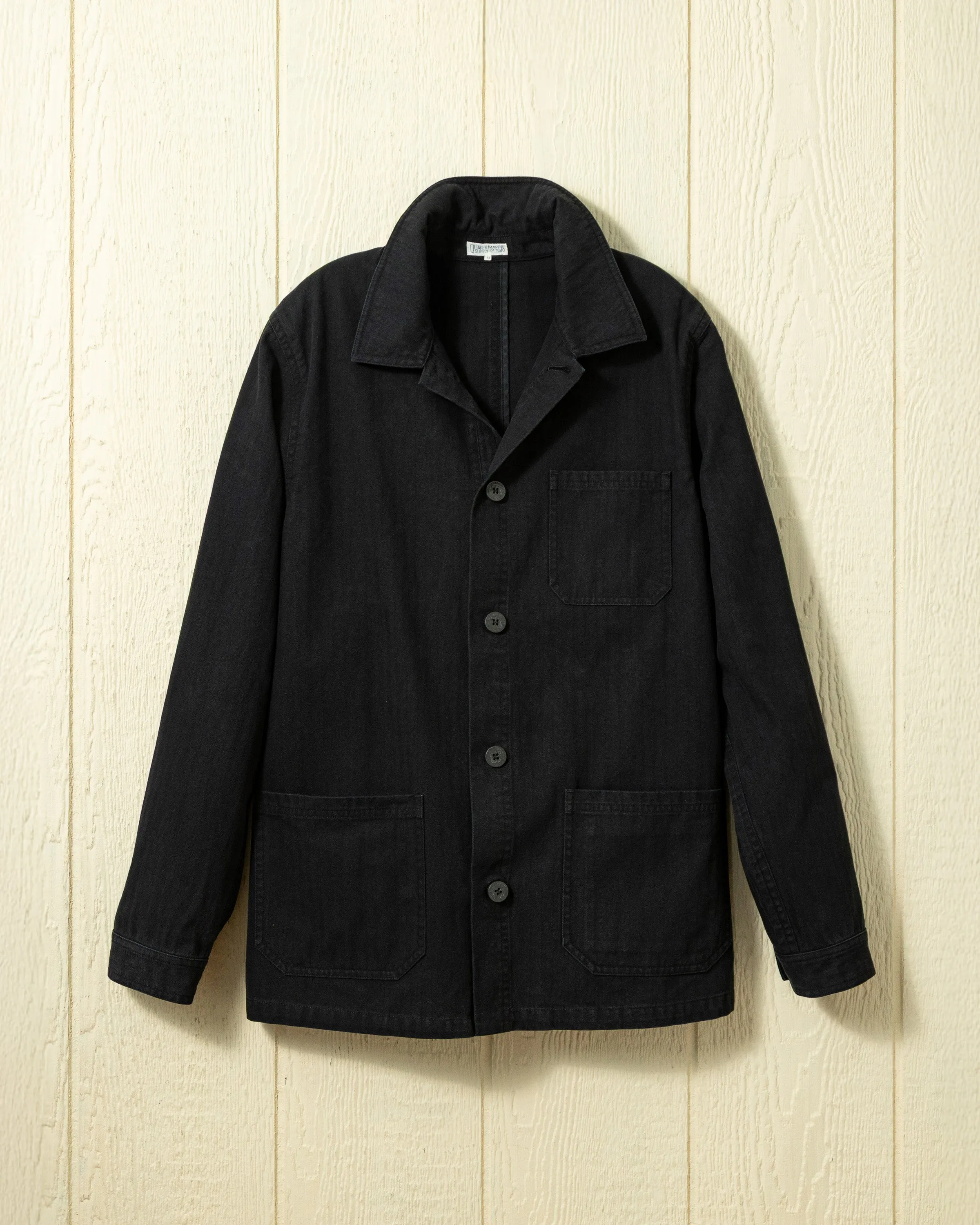 French Workman’s Jacket in Graphite Herringbone sold by Quaker Marine Supply