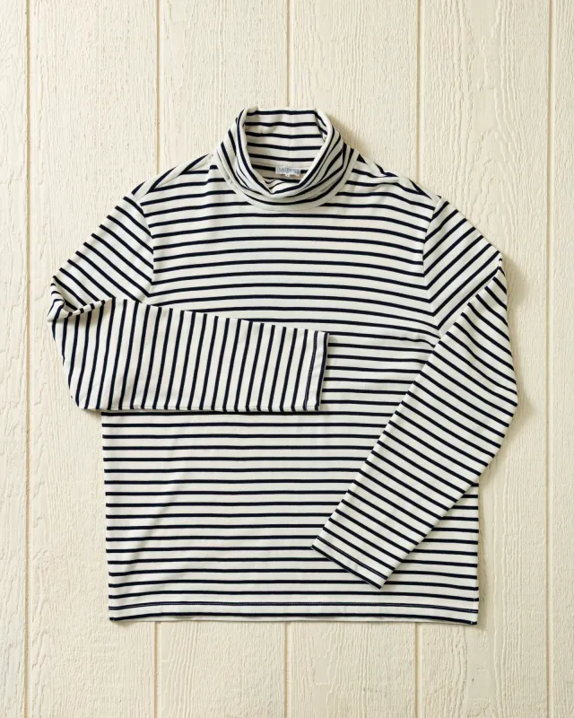 Calypso Turtleneck in Off White/Navy made by Quaker Marine Supply