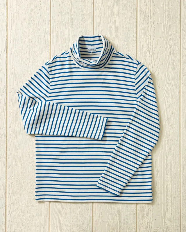 Calypso Turtleneck in Off White/Atlantic Blue made by Quaker Marine Supply