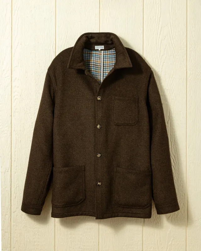 Double Face Wool French Workman's Jacket in Coffee sold by Quaker Marine Supply