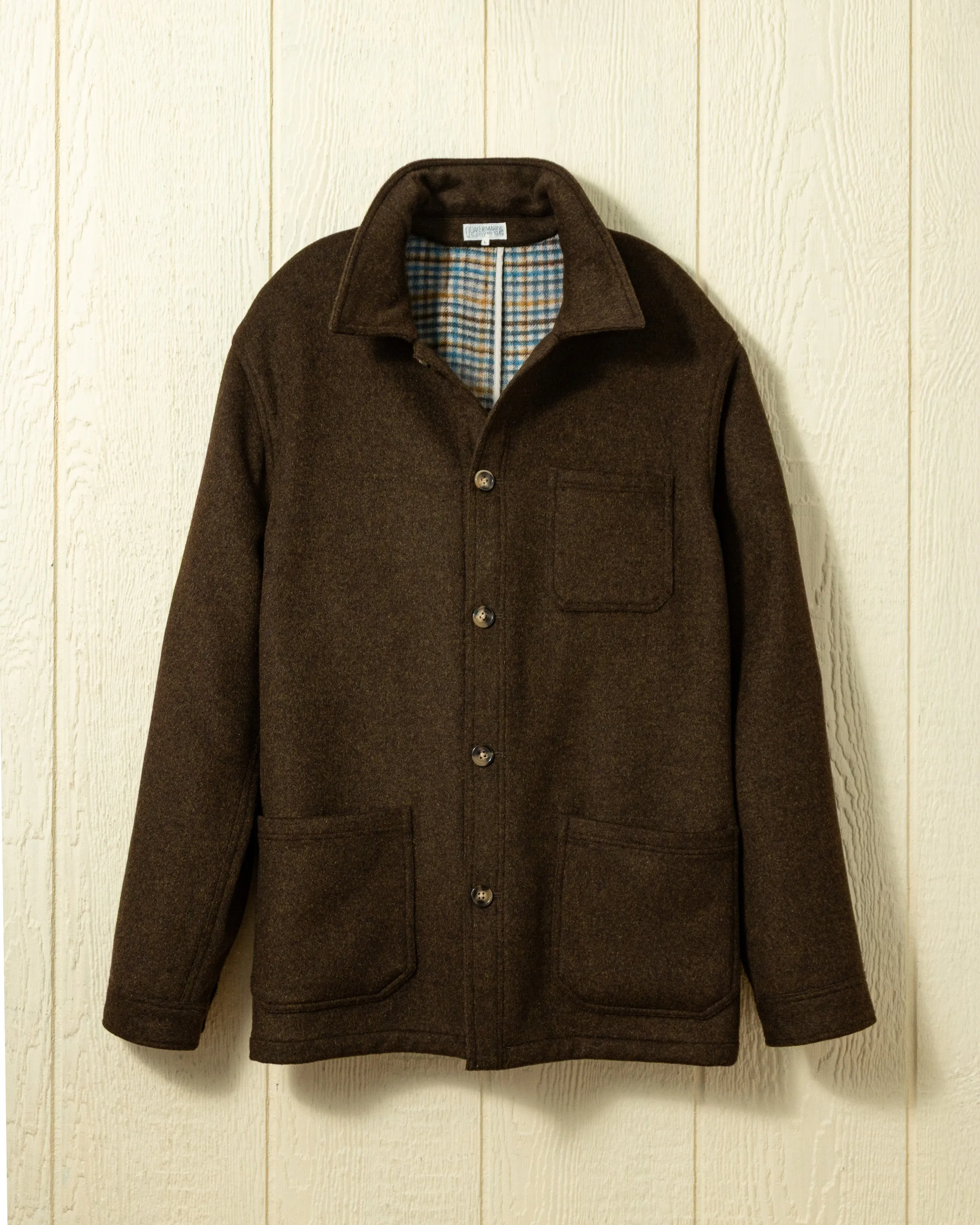 Double Face Wool French Workman's Jacket in Coffee sold by Quaker Marine Supply