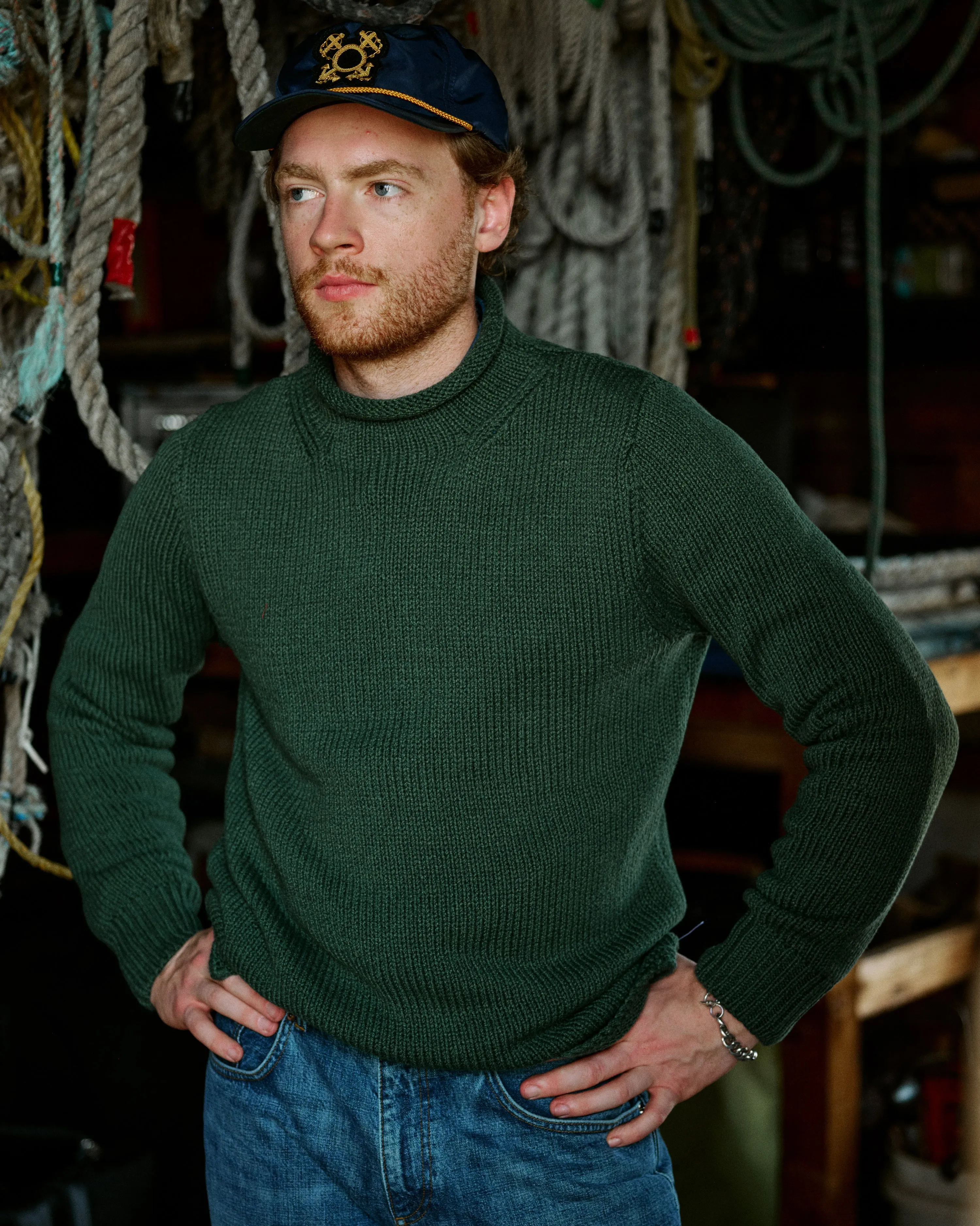 (PRE-ORDER) Captain's Trawler Cap in Navy Flight Satin sold by Quaker Marine Supply product image thumbnail 4