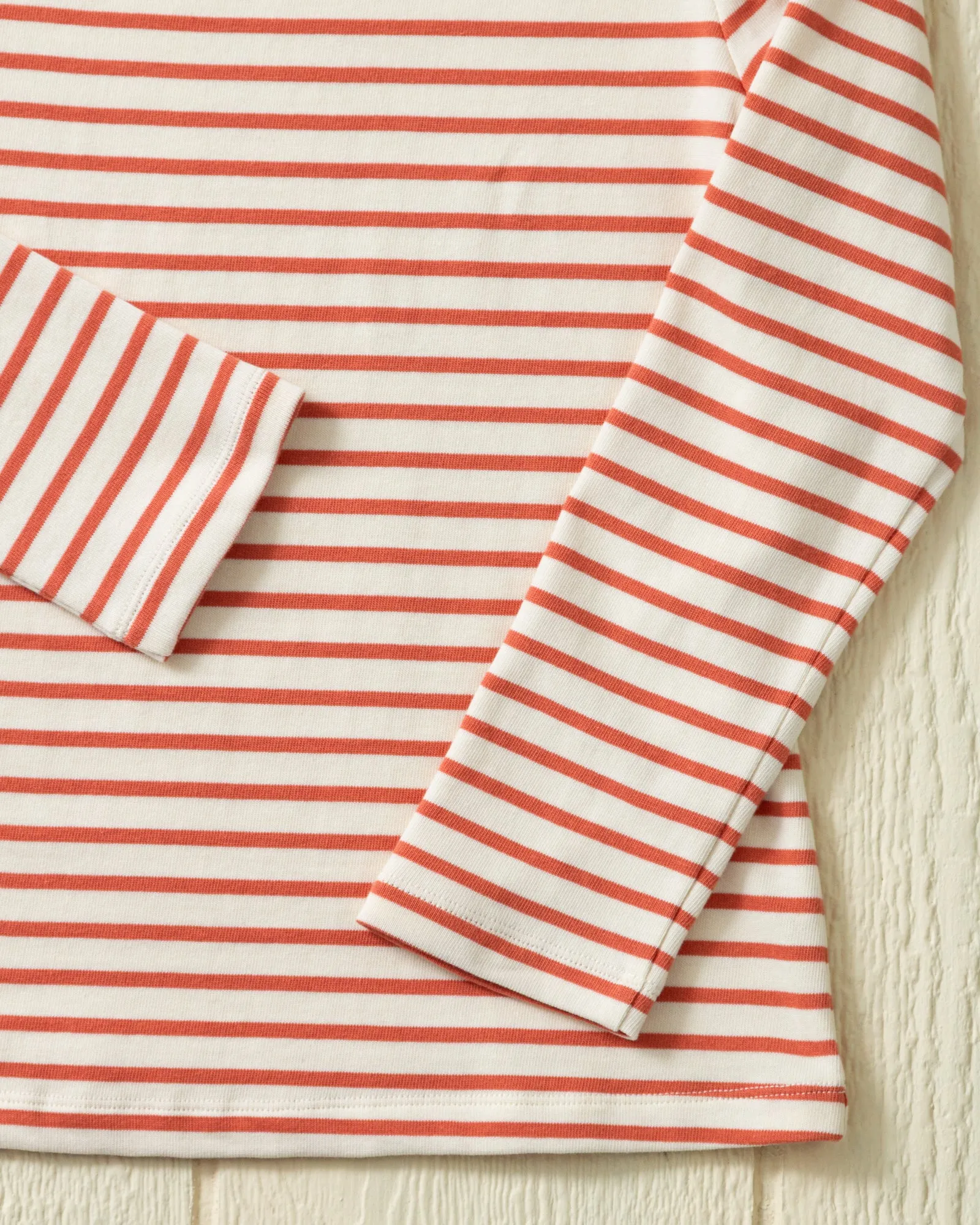 Women’s Breton Stripe Boatneck Tee in Off White/Coral sold by Quaker Marine Supply product image thumbnail 2