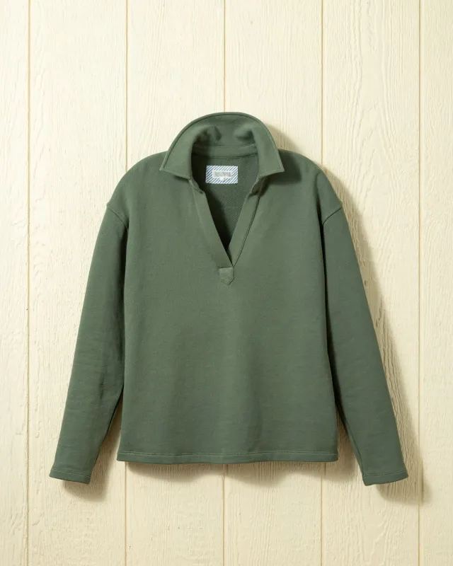 Inlet Pullover in Olive Loopback Terry sold by Quaker Marine Supply