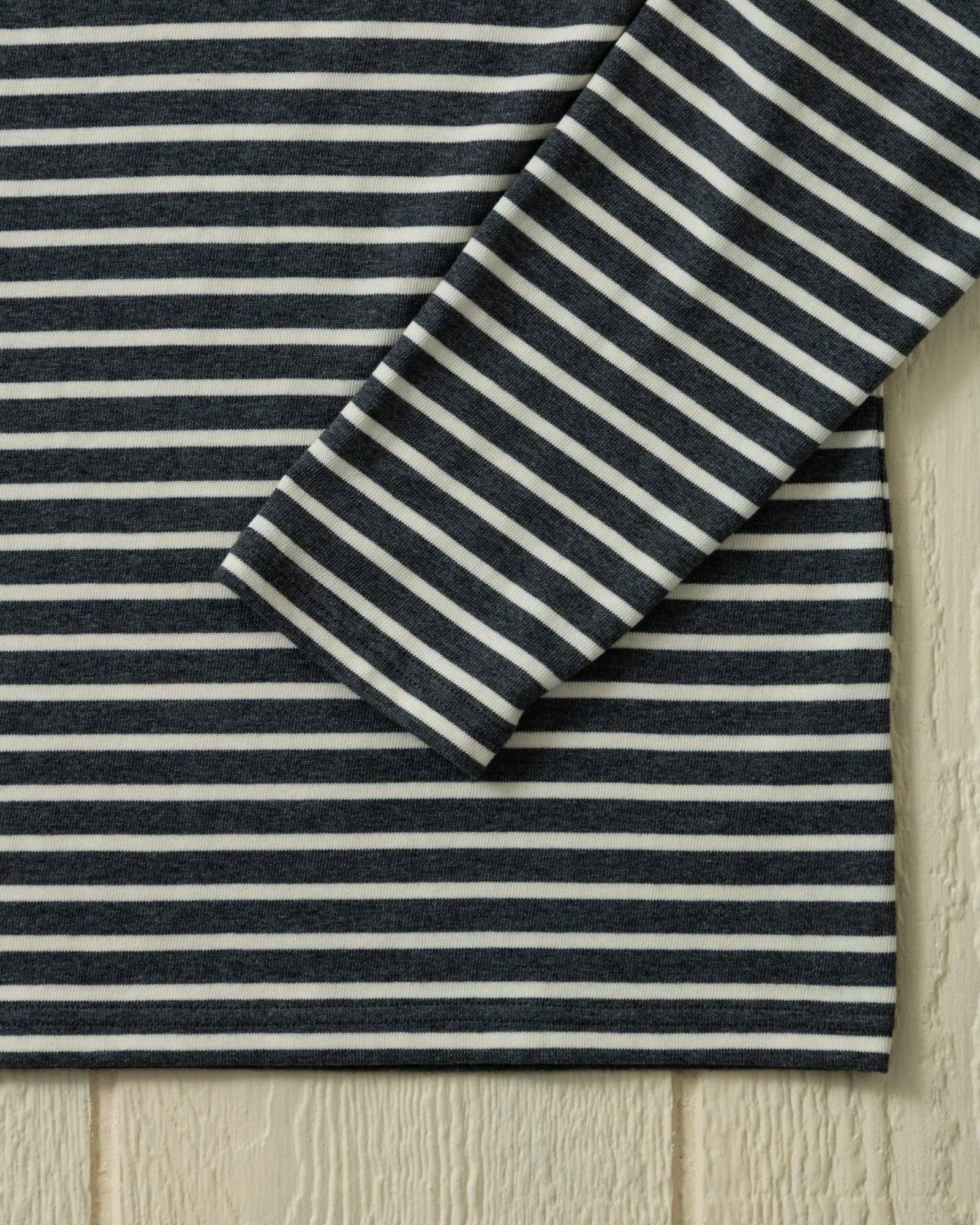 Men’s Breton Stripe Boatneck Tee in Graphite/Off White sold by Quaker Marine Supply product image thumbnail 2