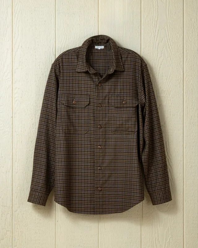 Superfine Wool MacArthur Shirt in Club Check sold by Quaker Marine Supply