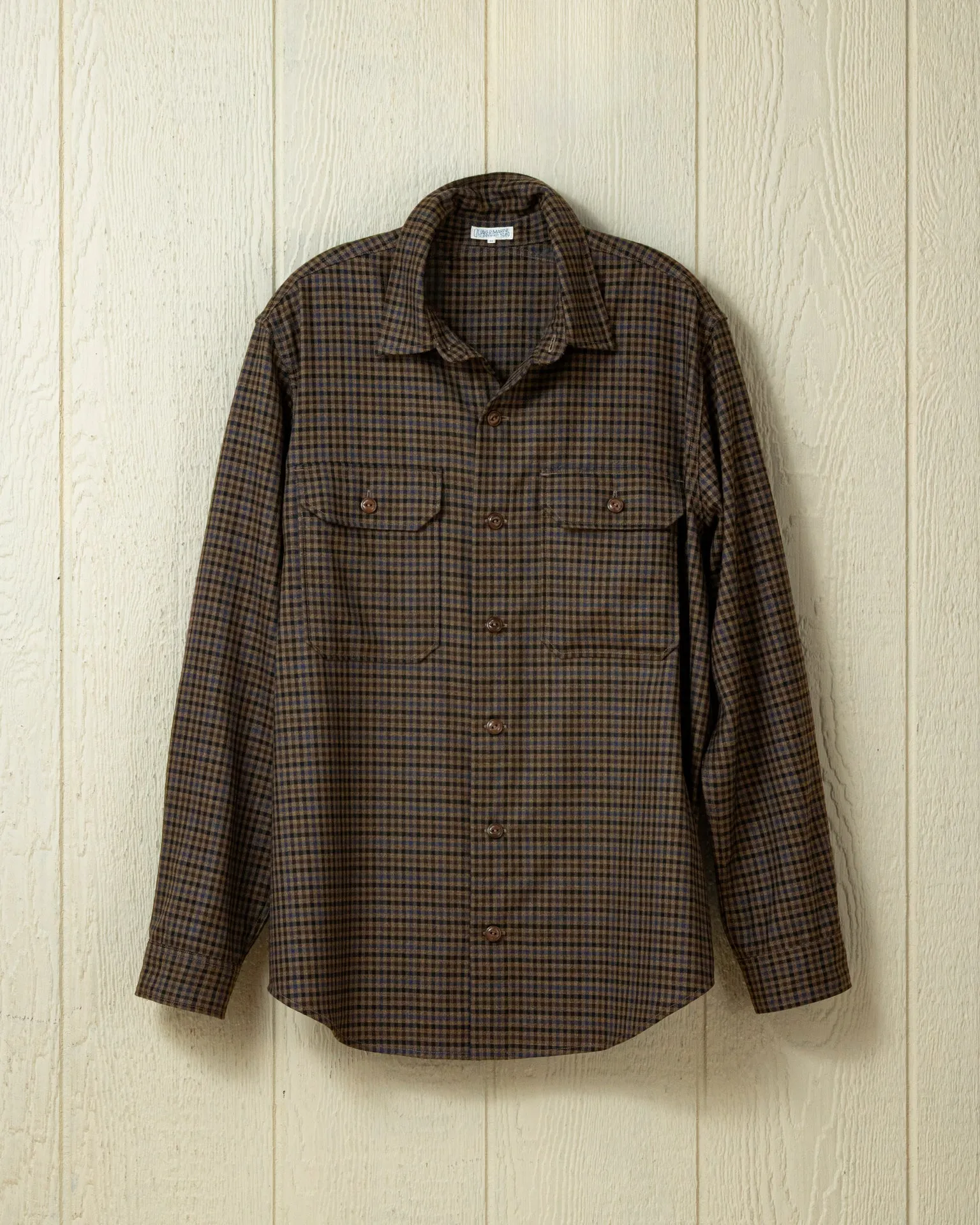 Superfine Wool MacArthur Shirt in Club Check sold by Quaker Marine Supply