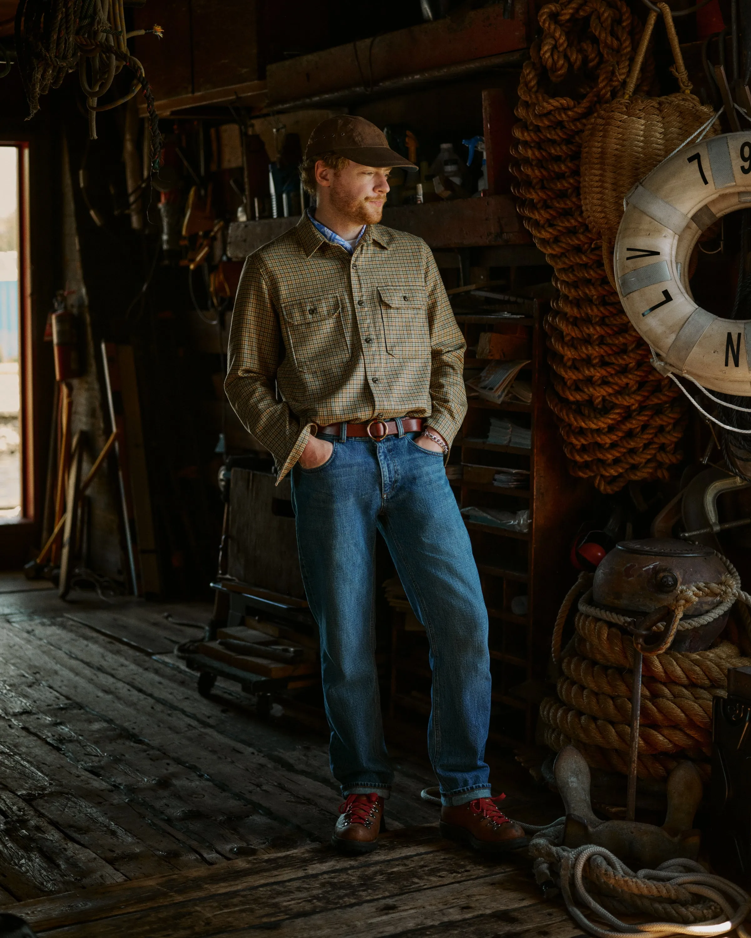 Superfine Wool MacArthur Shirt in Autumn Check sold by Quaker Marine Supply product image thumbnail 3