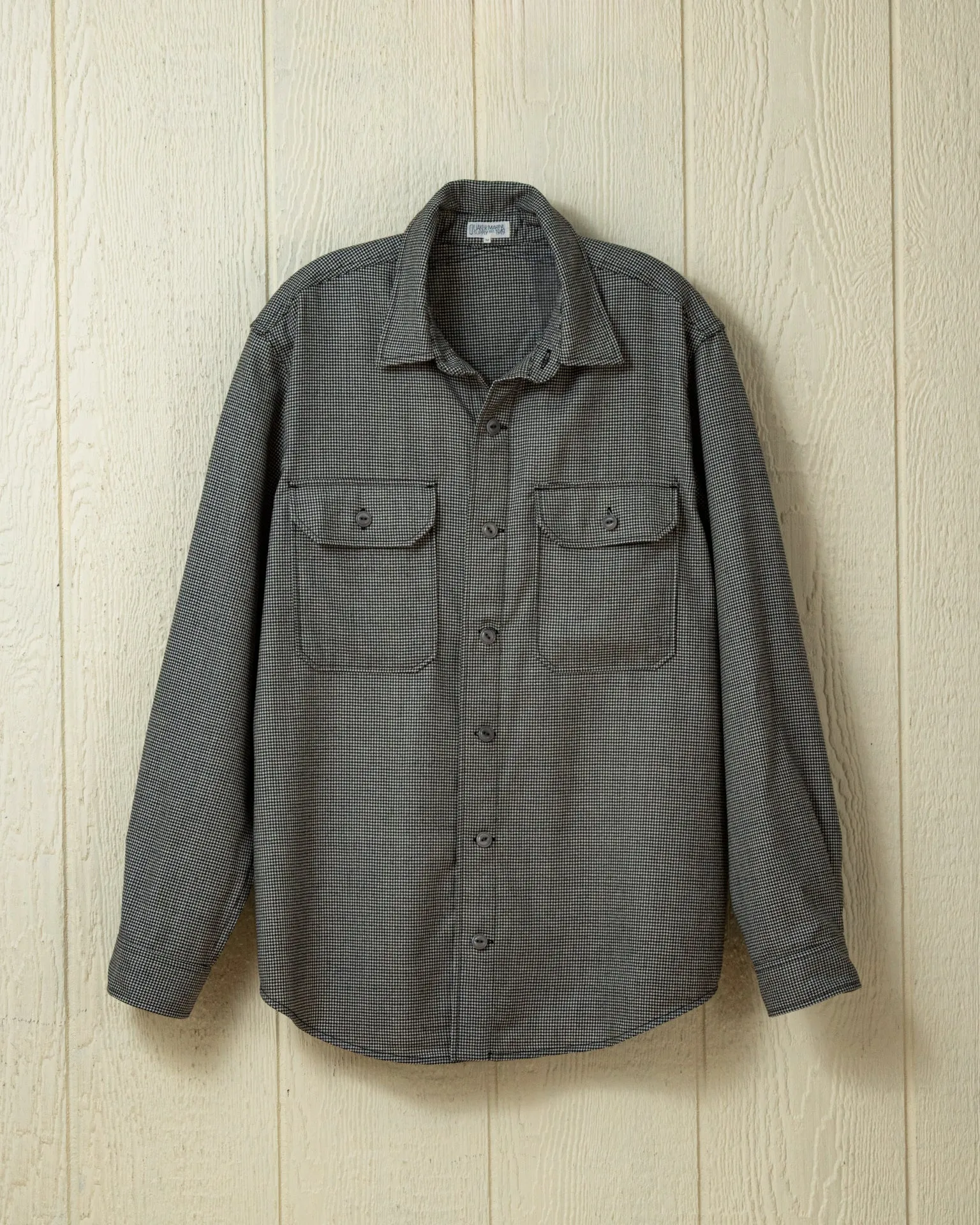 Superfine Wool MacArthur Shirt in Grey Houndstooth sold by Quaker Marine Supply