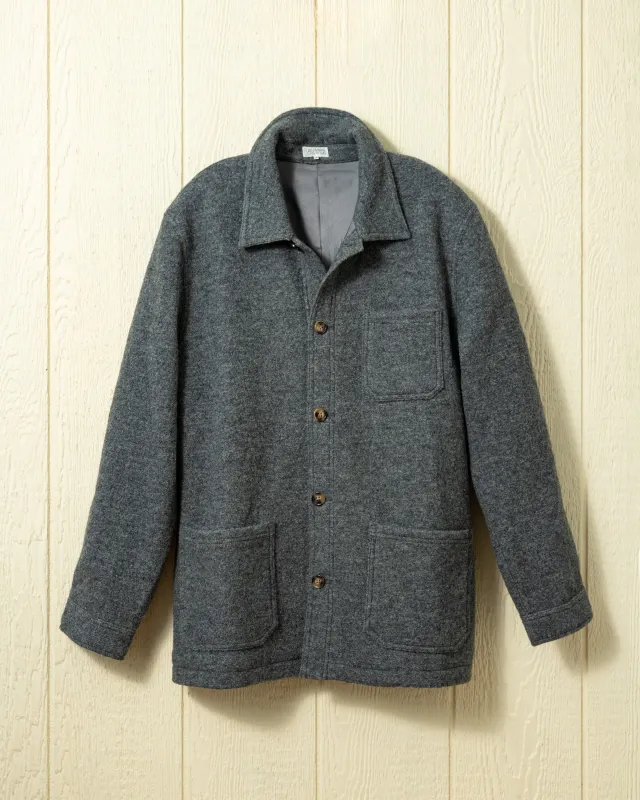 (PRE-ORDER) Felted Wool French Workman's Jacket in Charcoal sold by Quaker Marine Supply