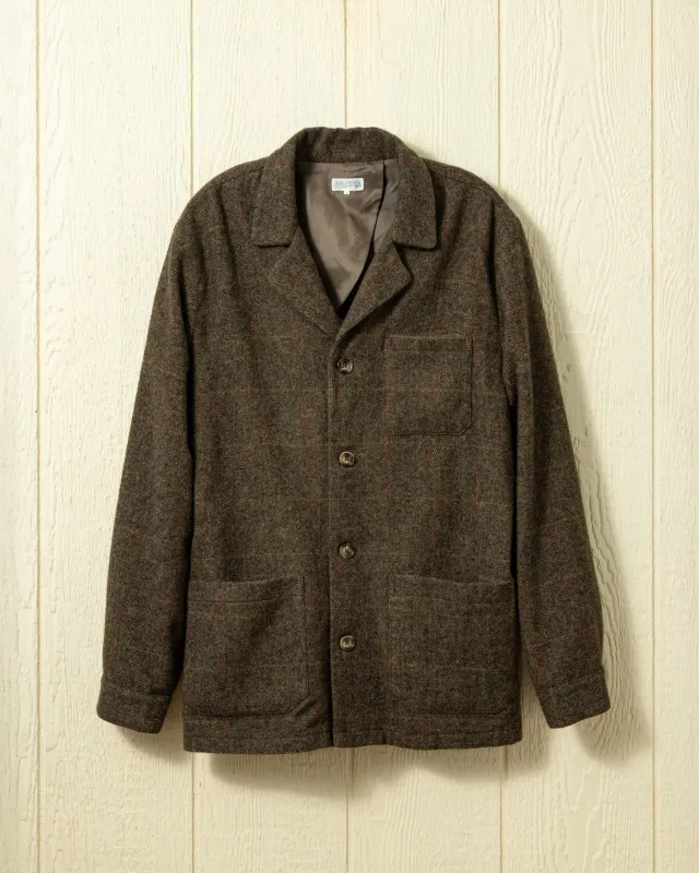 Camelhair Loafer Jacket in Grey/Khaki Autumnal Windowpane sold by Quaker Marine Supply