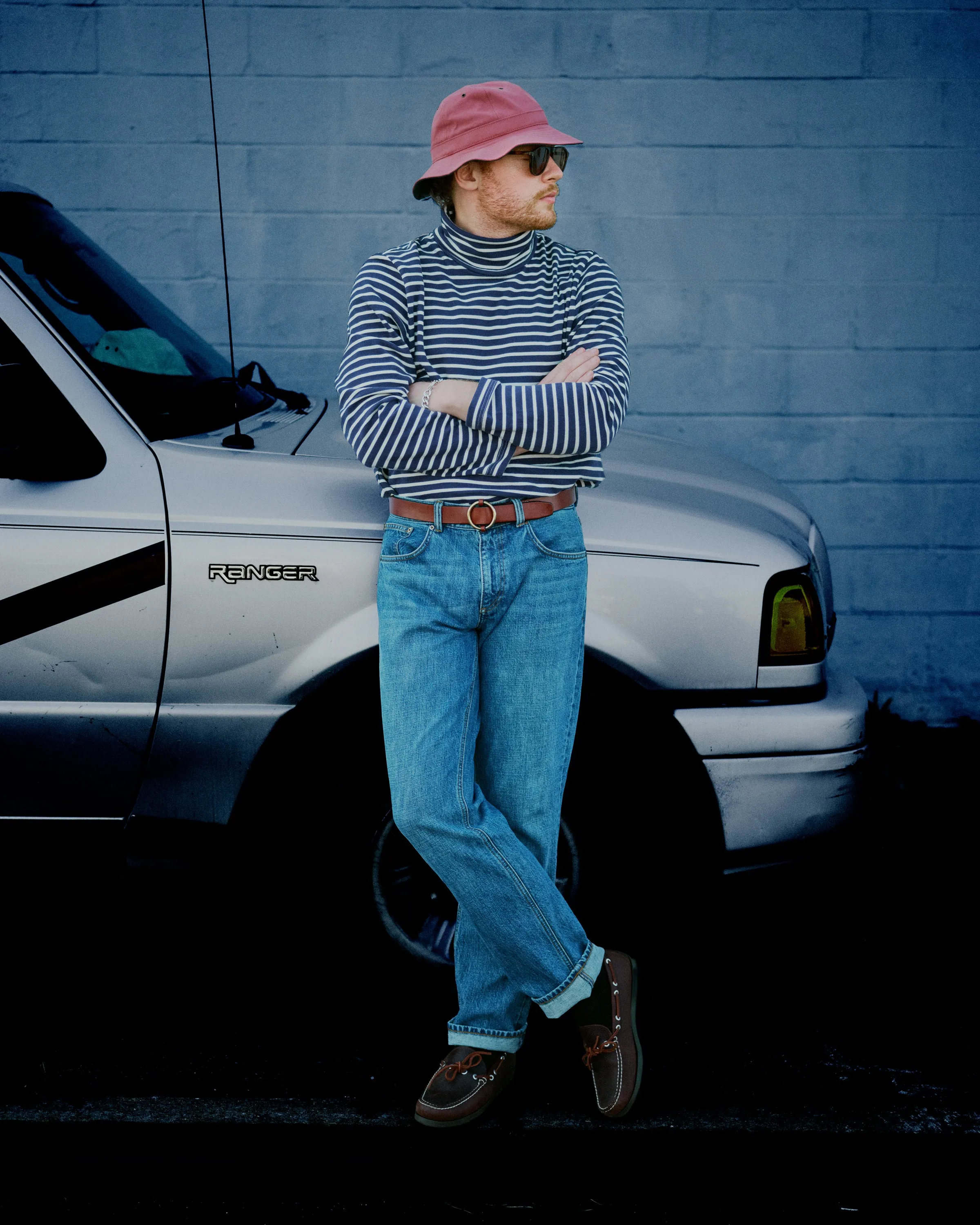 Standard Sailing Hat in Nautical Red Denim sold by Quaker Marine Supply