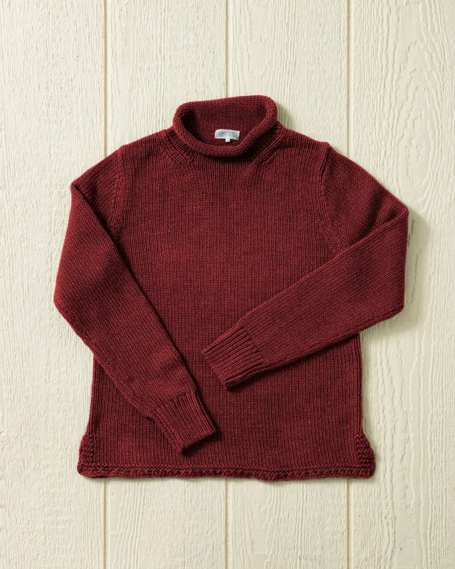 Women's Fisherman's Sweater in Cranberry Mix sold by Quaker Marine Supply