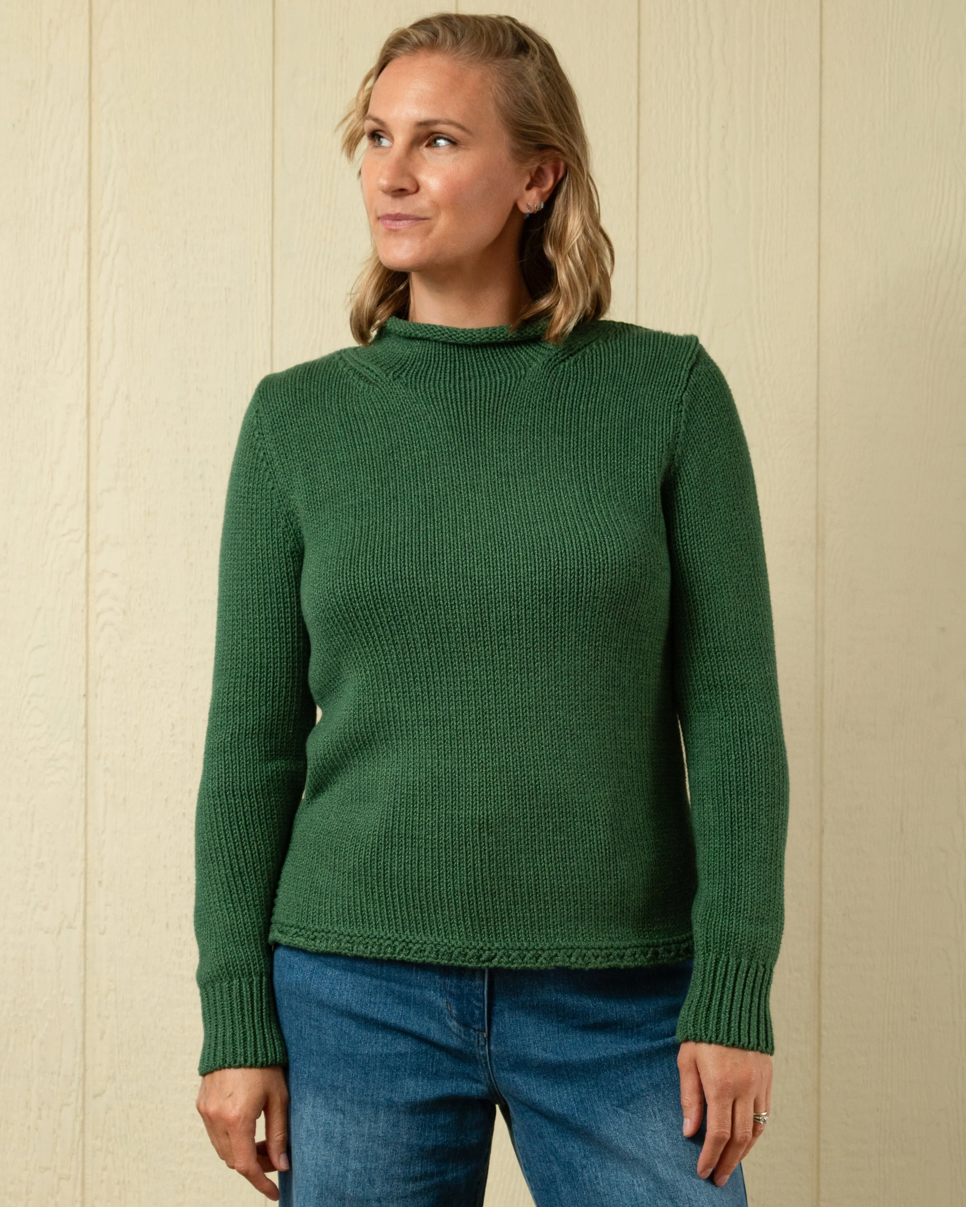 Women's Fisherman's Sweater in Forest Mix sold by Quaker Marine Supply product image thumbnail 3