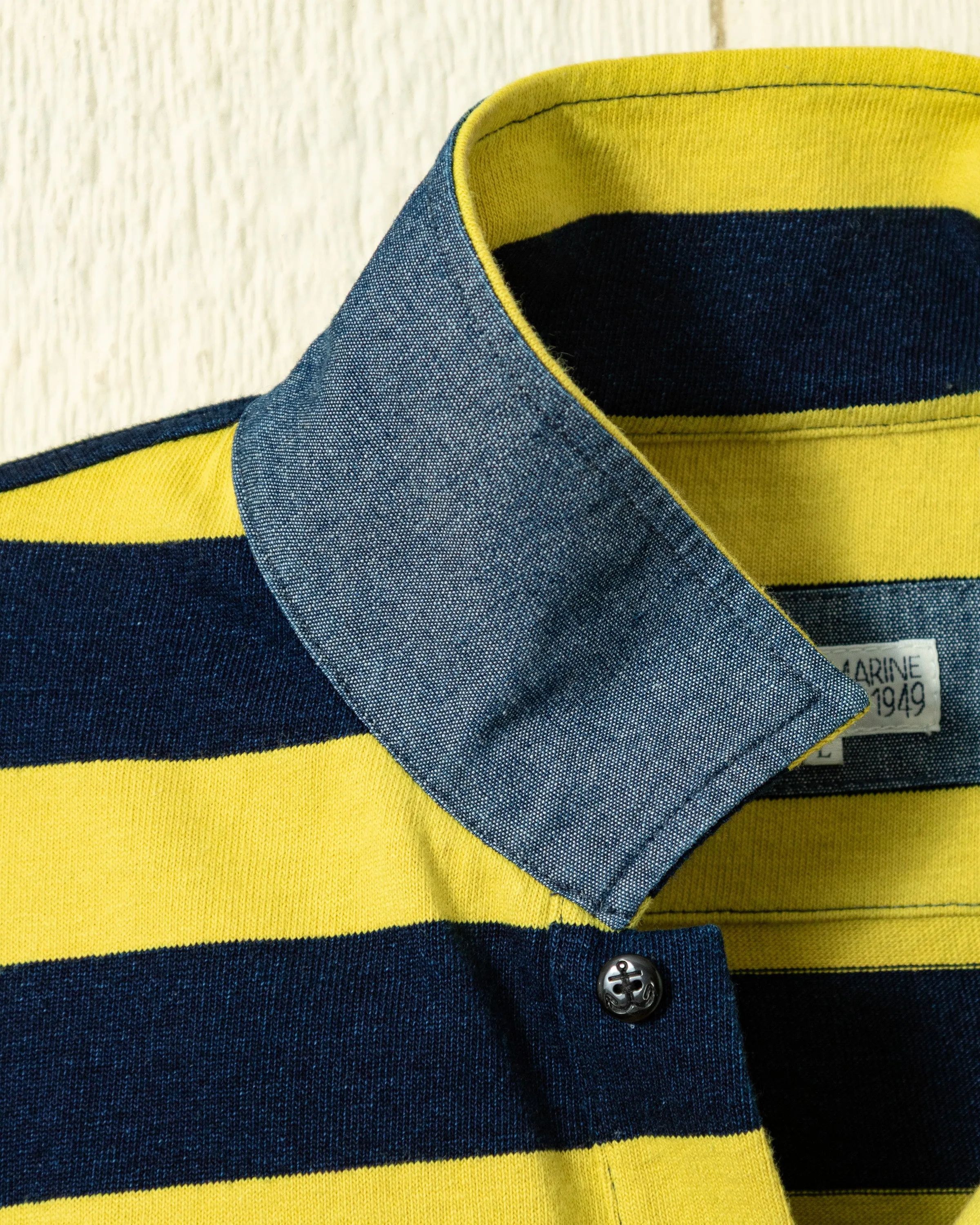 Long Sleeve Indigo Polo in Navy/Chrome Wide Stripe sold by Quaker Marine Supply product image thumbnail 2