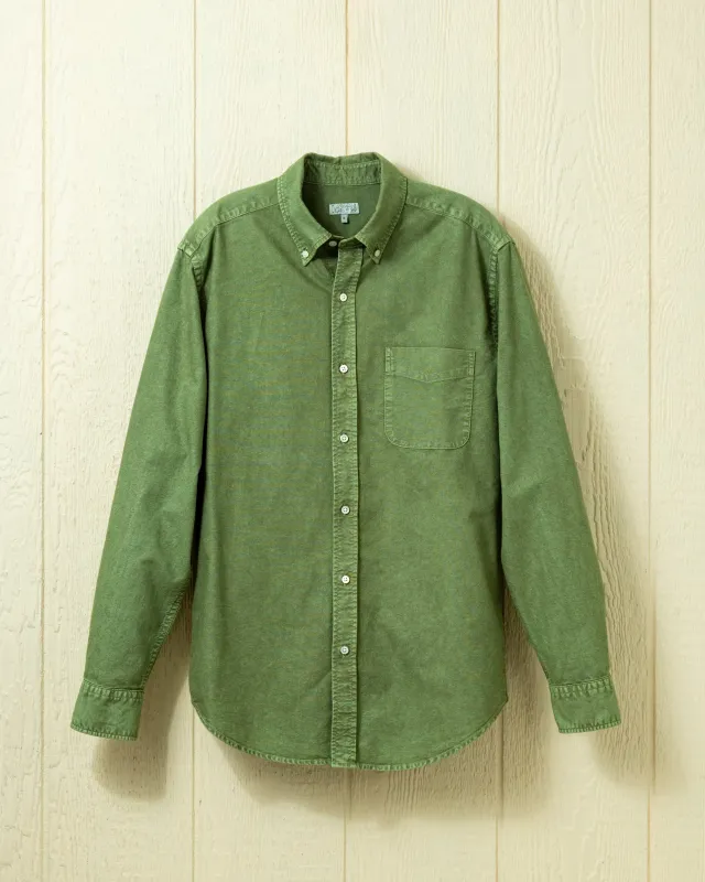 Garment Dyed Oxford Shirt in Olive sold by Quaker Marine Supply