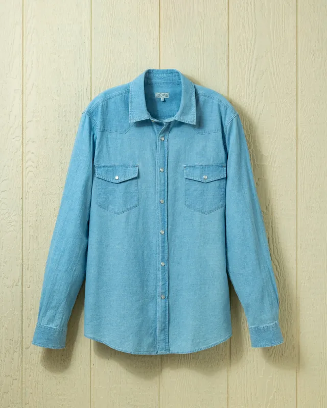 Western Shirt in Chambray sold by Quaker Marine Supply