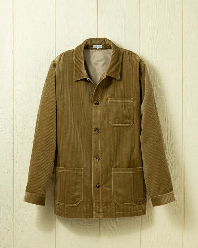 Corduroy French Workman’s Jacket in Taupe sold by Quaker Marine Supply