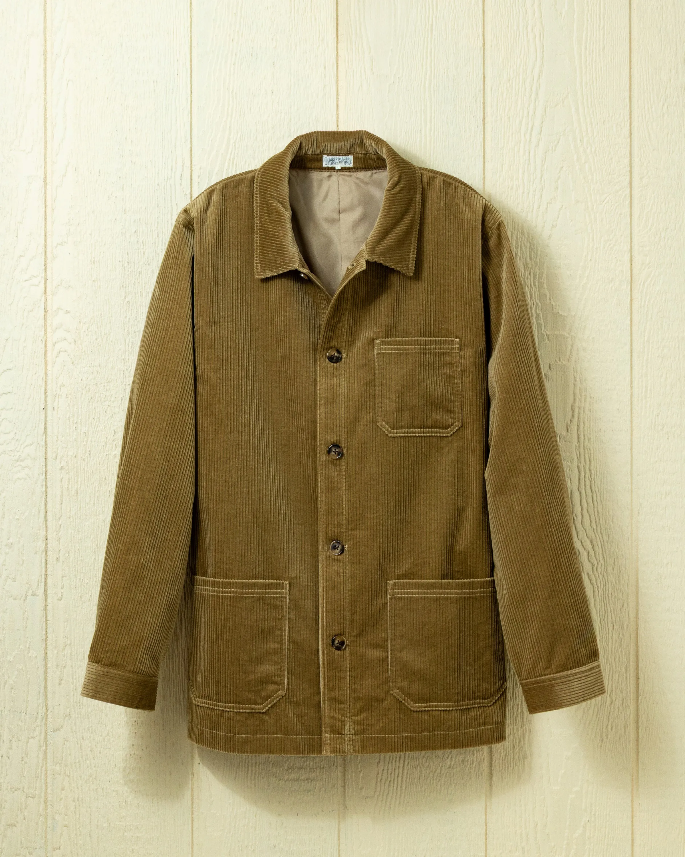 Corduroy French Workman’s Jacket in Taupe sold by Quaker Marine Supply