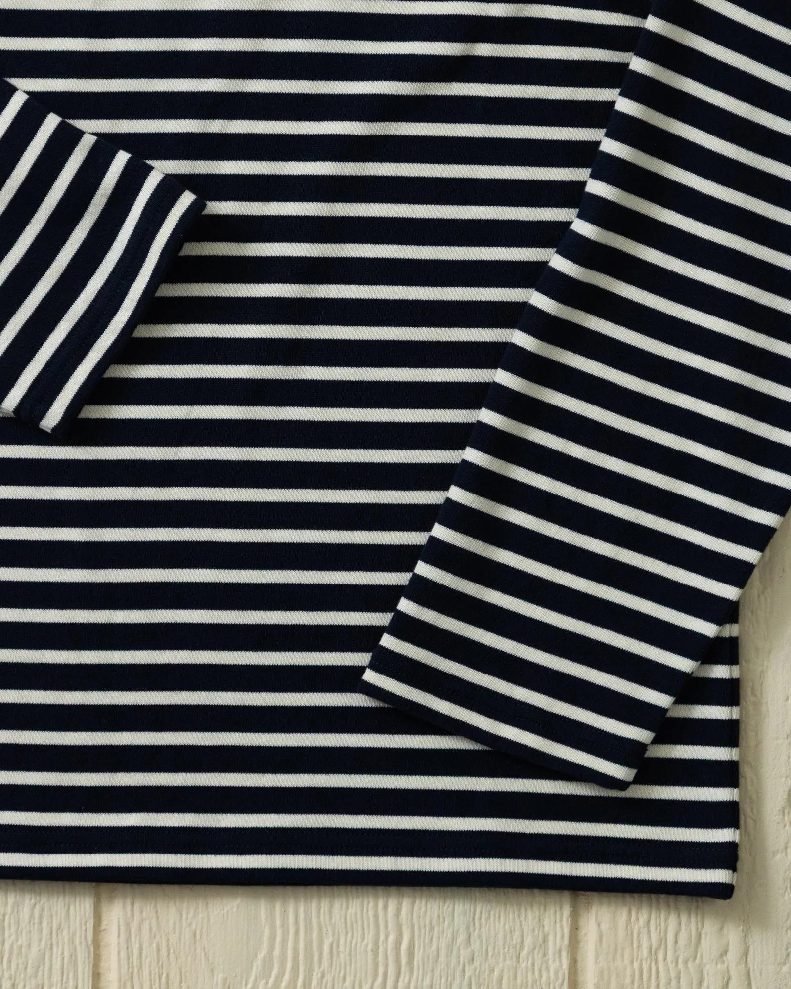 Men’s Breton Stripe Boatneck Tee in Navy/Off White sold by Quaker Marine Supply product image thumbnail 2