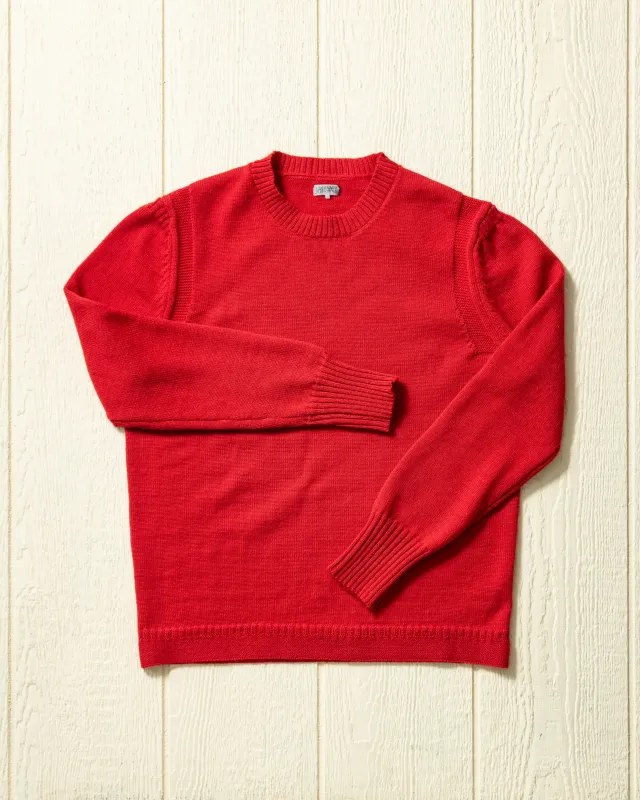 Merino Guernsey Sweater in Red sold by Quaker Marine Supply
