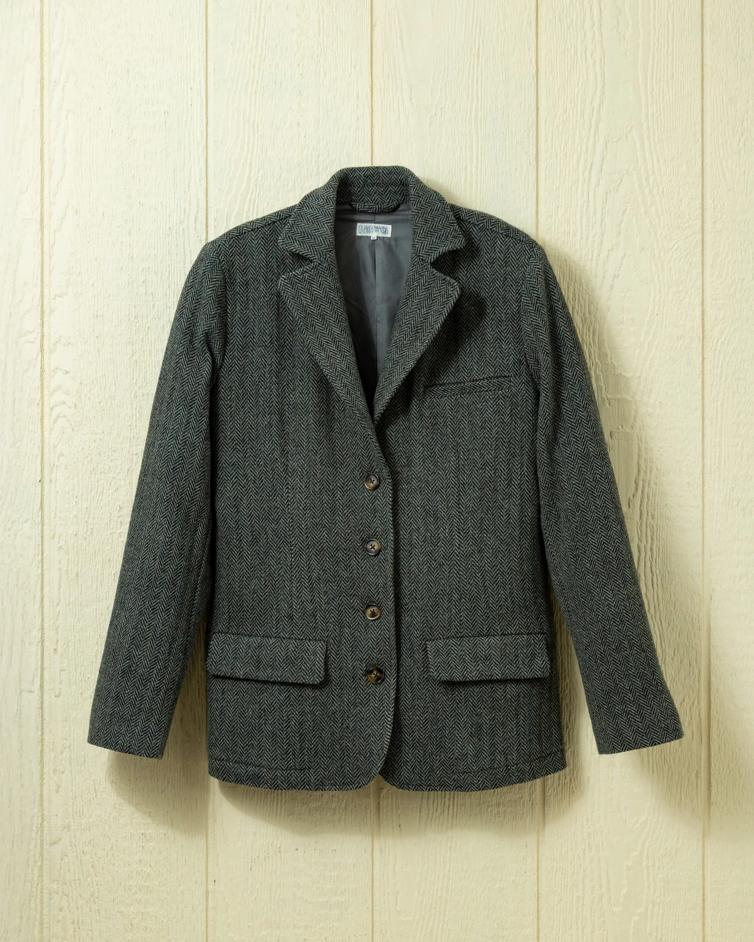 Andover Tweed Blazer in Grey Herringbone sold by Quaker Marine Supply
