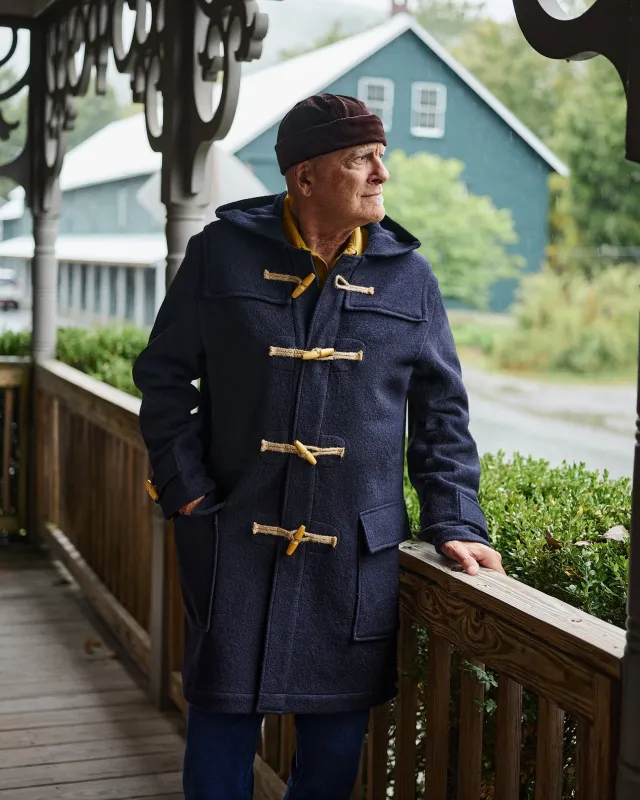 Duffle Coat in Navy Felted Wool sold by Quaker Marine Supply