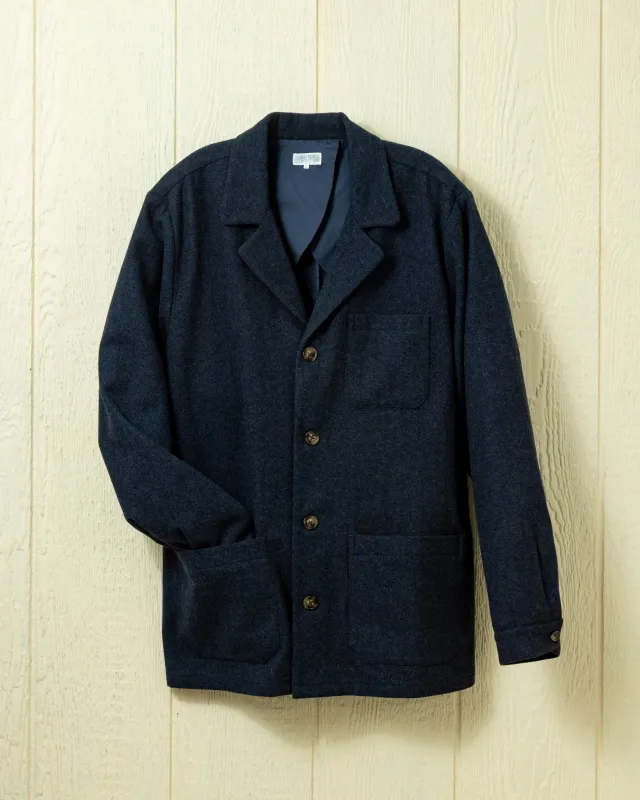 Loafer Jacket in Navy Heather Herringbone sold by Quaker Marine Supply